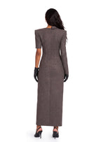 Zaltana Lace-Trimmed Slit Midi Dress