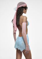 Baley Open Back Mini Dress In Pale Blue