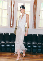 Ichabod  Tassel Sequined Midi Skirt In White