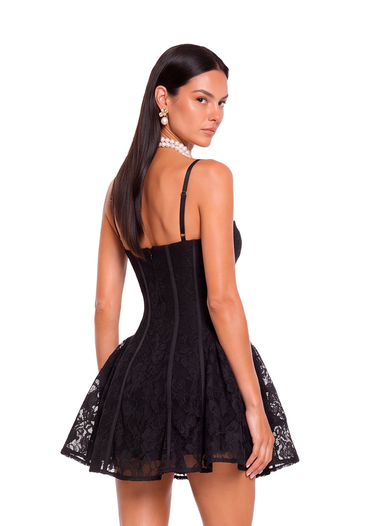 Jacinda  Sleeveless Lace Slip Dress In Black