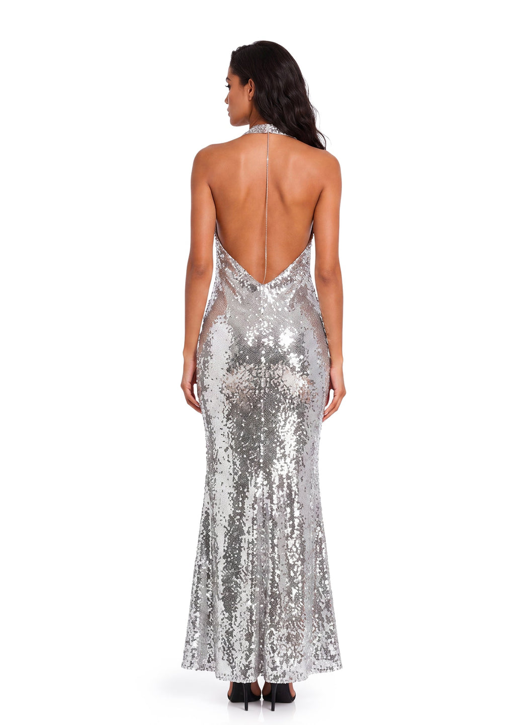 Wan Sequined Maxi Dress In Silver
