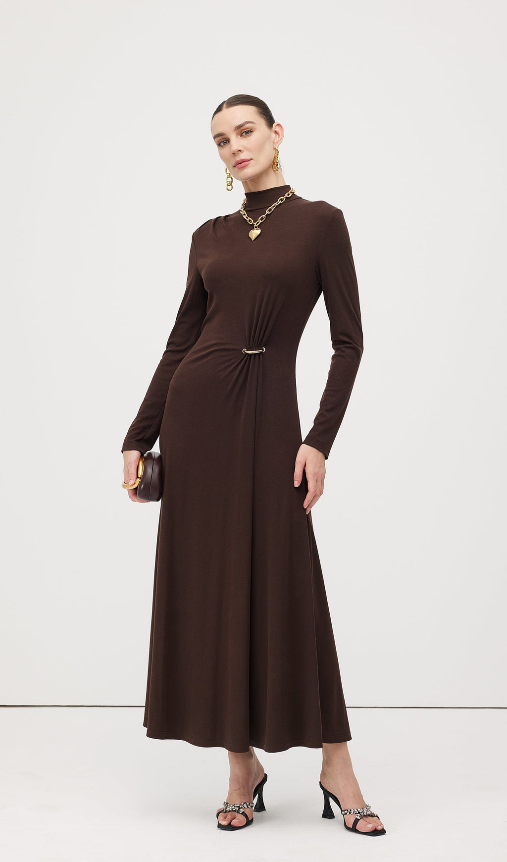 Jersey Metallic Decor Maxi Dress