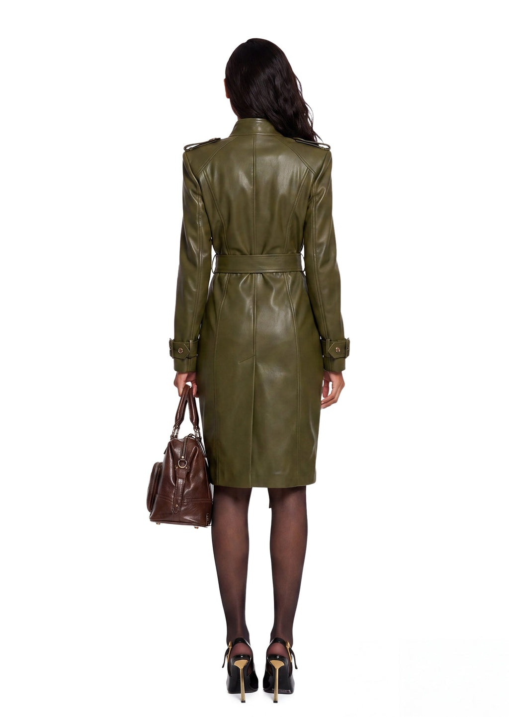 Ubaydullah PU Leather Trench Coat