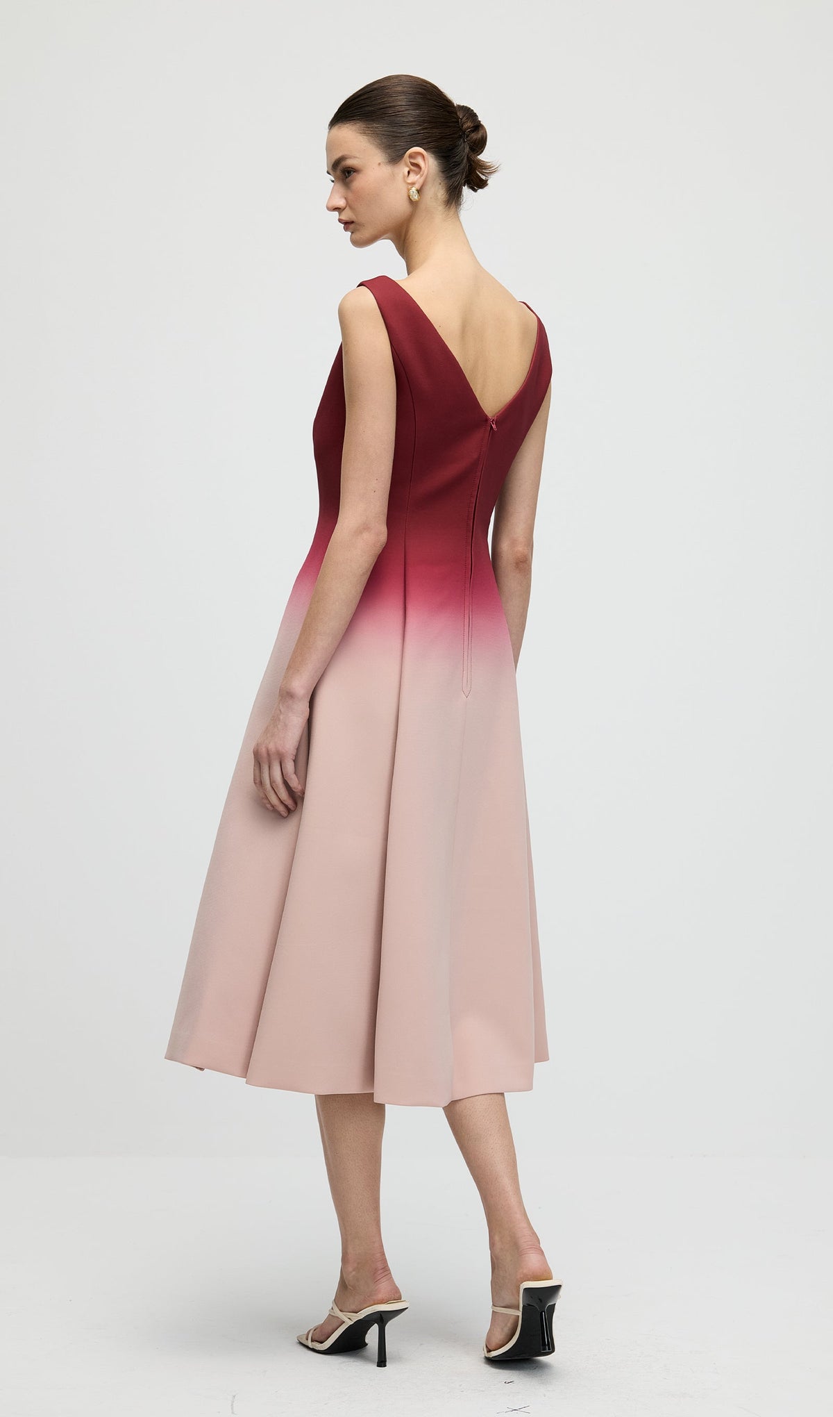 A Line Ombre Wine Midi Dress