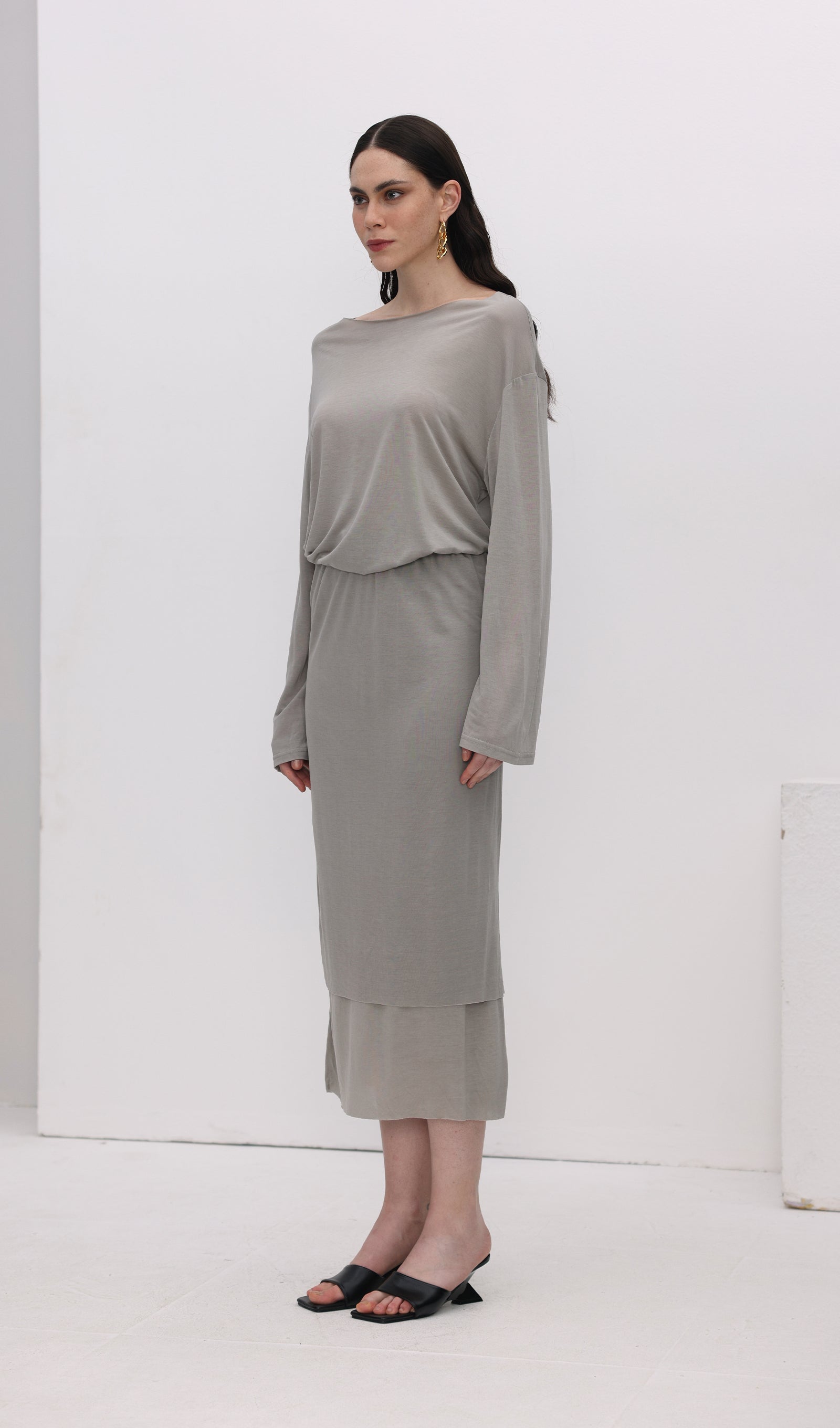 Long Sleeve Midi Skirt Two Piece Sets