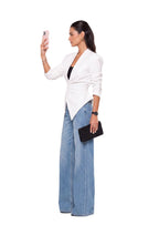 Adaja Long Sleeve V Neck Top In White