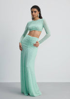 Layali Rose Twisted Top & Draped Maxi Dress Set