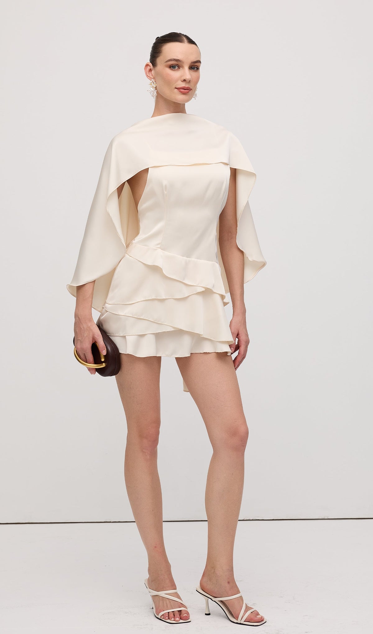 Satin Cape Two Piece Mini Dress