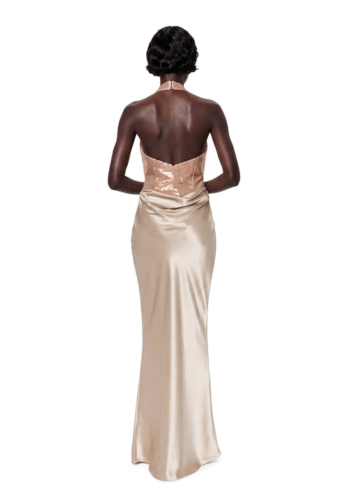 Maaike Sleeveless Satin Maxi Dress