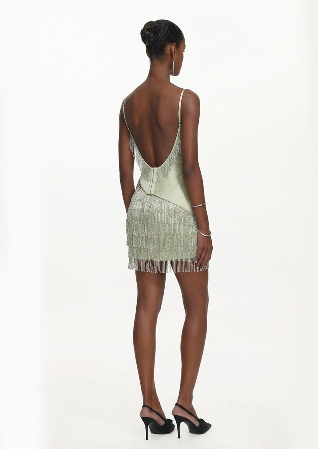 Marcia Beaded Top & Mini Skirt Set In Seafoam