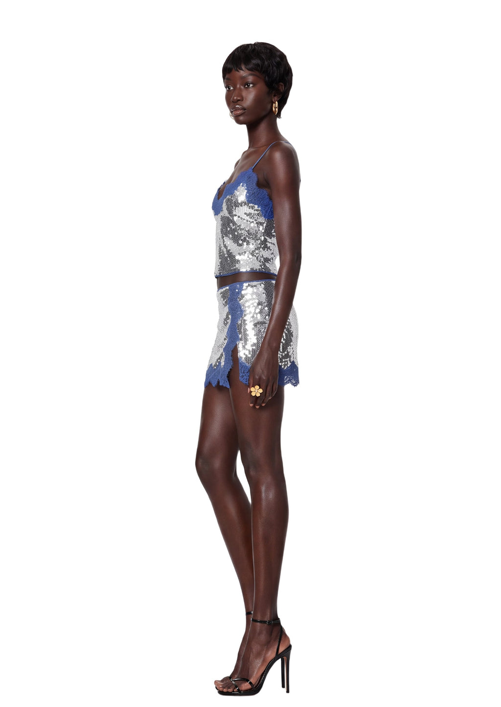 Melora Sequined Top & Mini Skirt Set In Blue