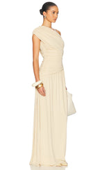 Off Shoulder Pleated Maxi Dress