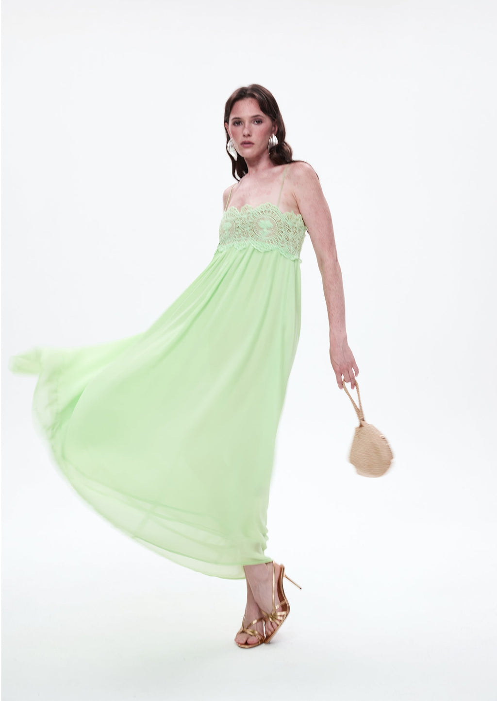 Vallea Chiffon Maxi Dress In Green