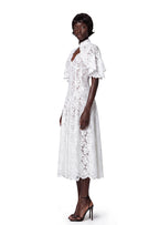 Maimun Lace Shawl Midi Dress In White