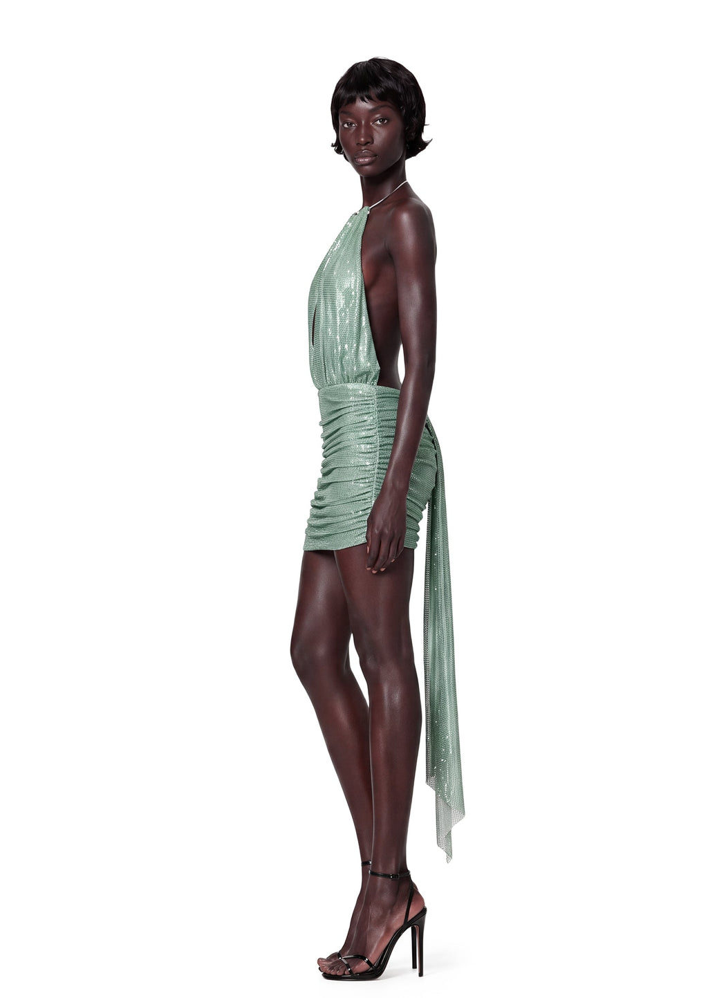 Obioma Sequin Mini Dress In Mint Green