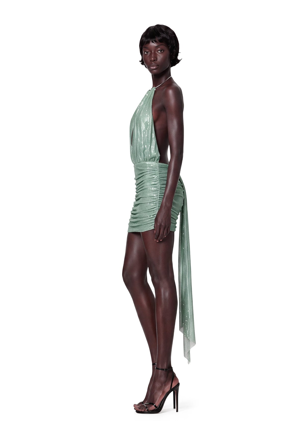 Obioma Sequin Mini Dress In Mint Green