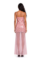 Wamblee Sequined Mesh Maxi Dress In Pink