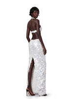 Kaatib Sequined Halter Neck Maxi Dress In White