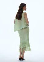 Nadav Stretch Top & Midi Skirt In Light Green