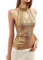 Gauge Knitted Stand Up Collar Top