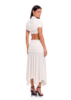 Jabbar Short Top & Midi Skirt Set In White