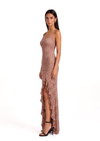 Liluye Slit Ruffle Lace Maxi Dress