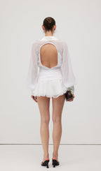 Solid Lantern Sleeve Mini Dress