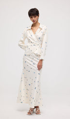 Floral Print Satin Maxi Skirt Two Piece Set