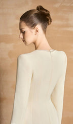 Slit Square Shoulder Midi Dress