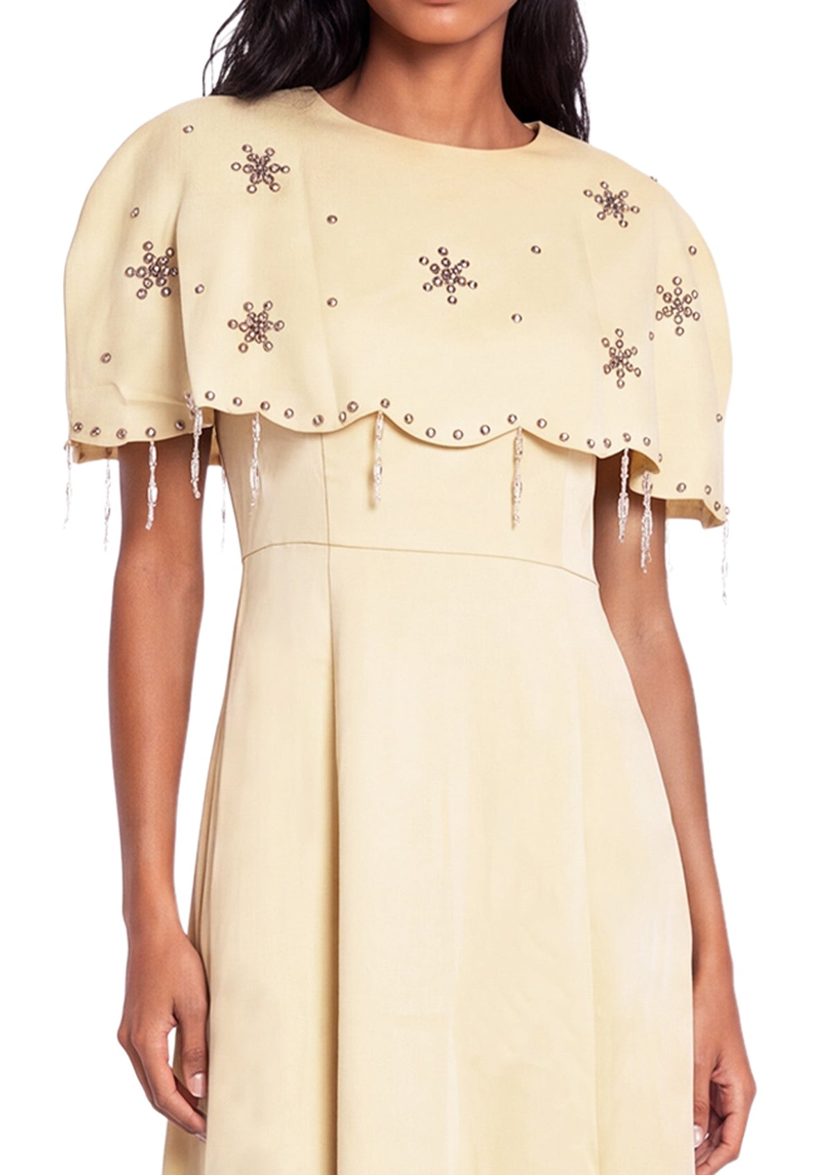 Cape Crêpe Midi Dress In Yellow