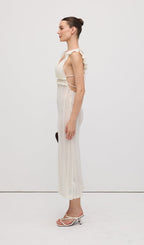 Ruffle Backless Knit Midi Dress