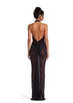 Maha Halter Neck Sparkly Maxi Dress In Black