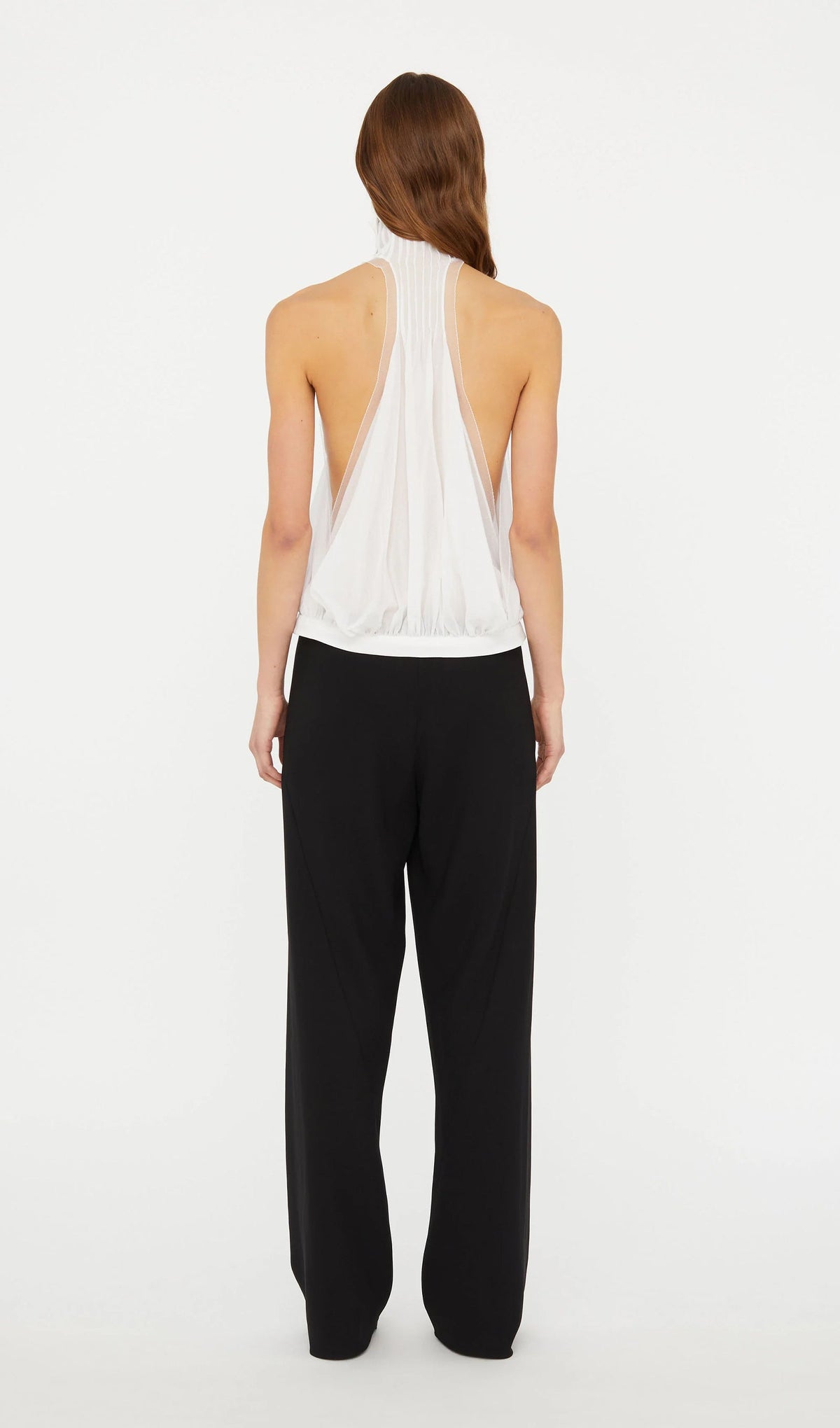Solid Pintucked Halter Top