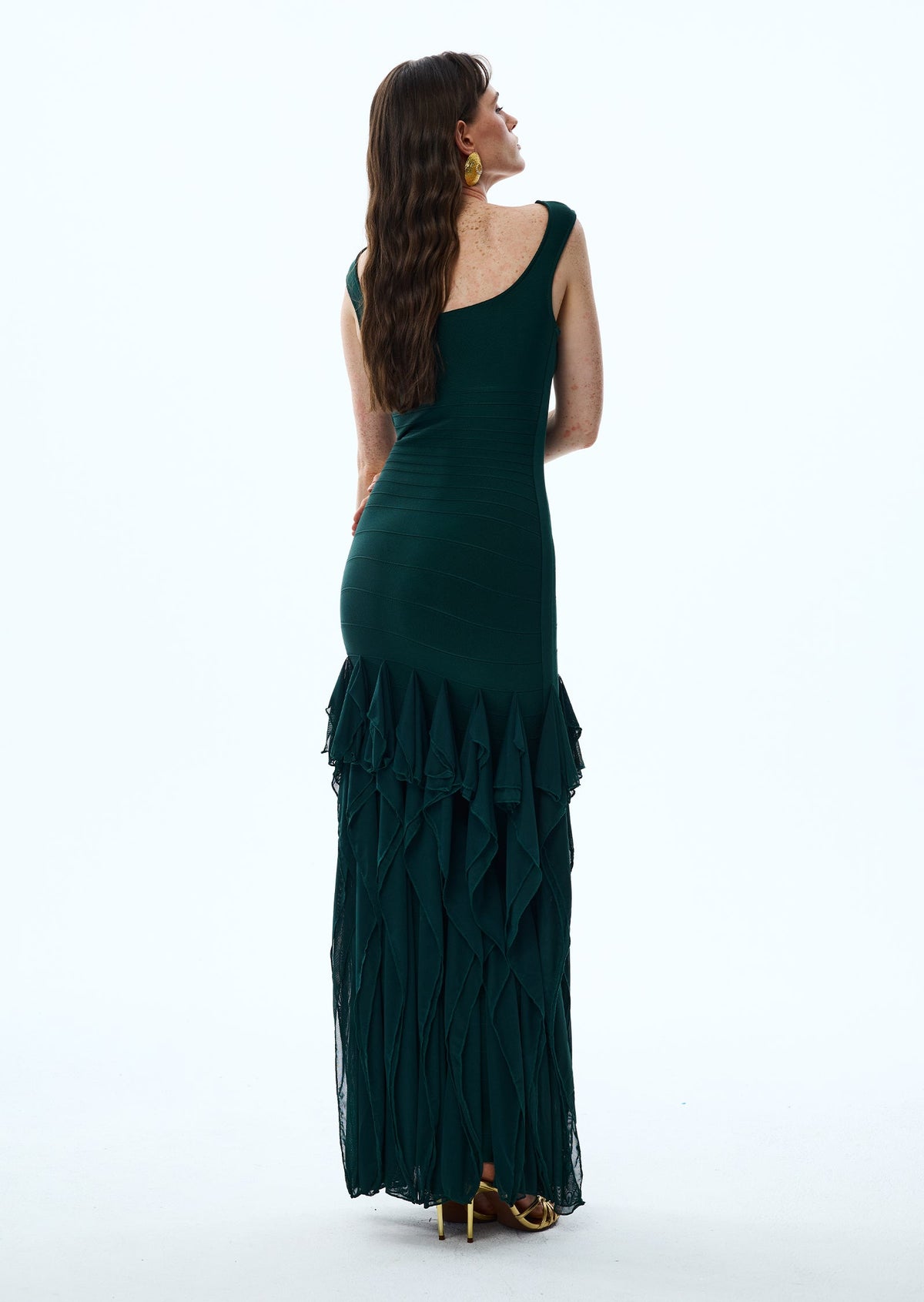 Leontine Knit Bandage Maxi Dress In Green