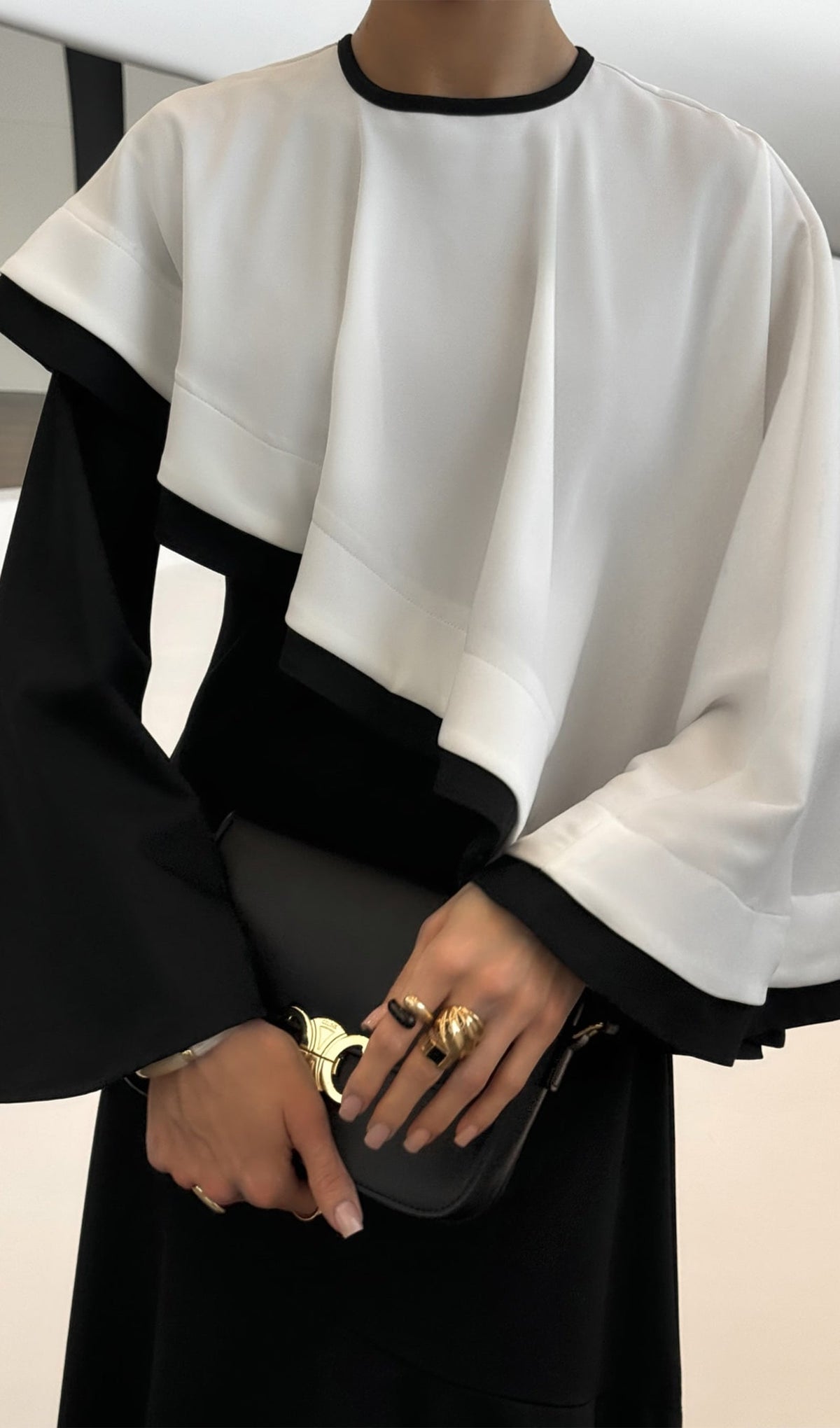 Contrasting Cape Maxi Dress