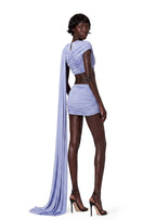 Howea Round Neck Shawl Top & Pleated Skirt Set