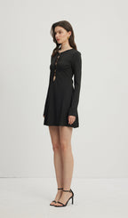 Hollow Out Mini Dress Black
