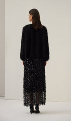 Black Feather Midi Skirt