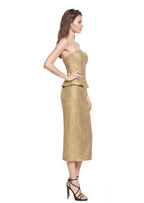 Eastmund Strapless Midi Dress In Gold