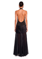 Dacre Halter Neck Open Back Maxi Dress In Black