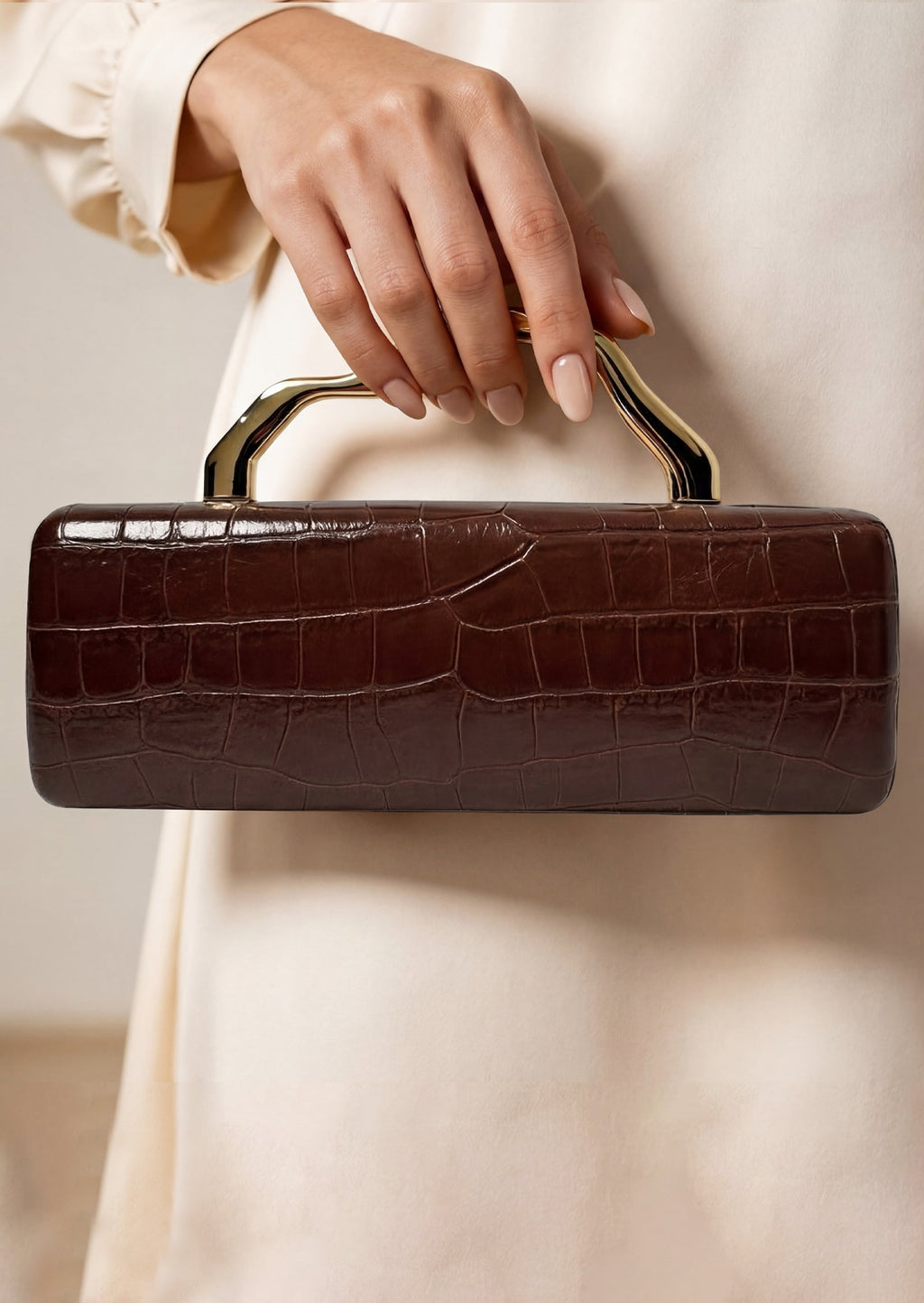 Eloura Croc-Effect Top Handle Bag In Coffee