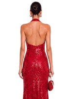 Nahilla Sequined Maxi Dress In Red