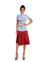 Mamie High Neck Top & Color Blocked Skirt Set