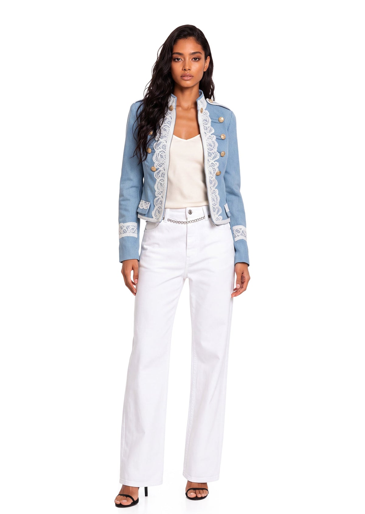Jaelyn Long Sleeved Lace Cropped Jacket