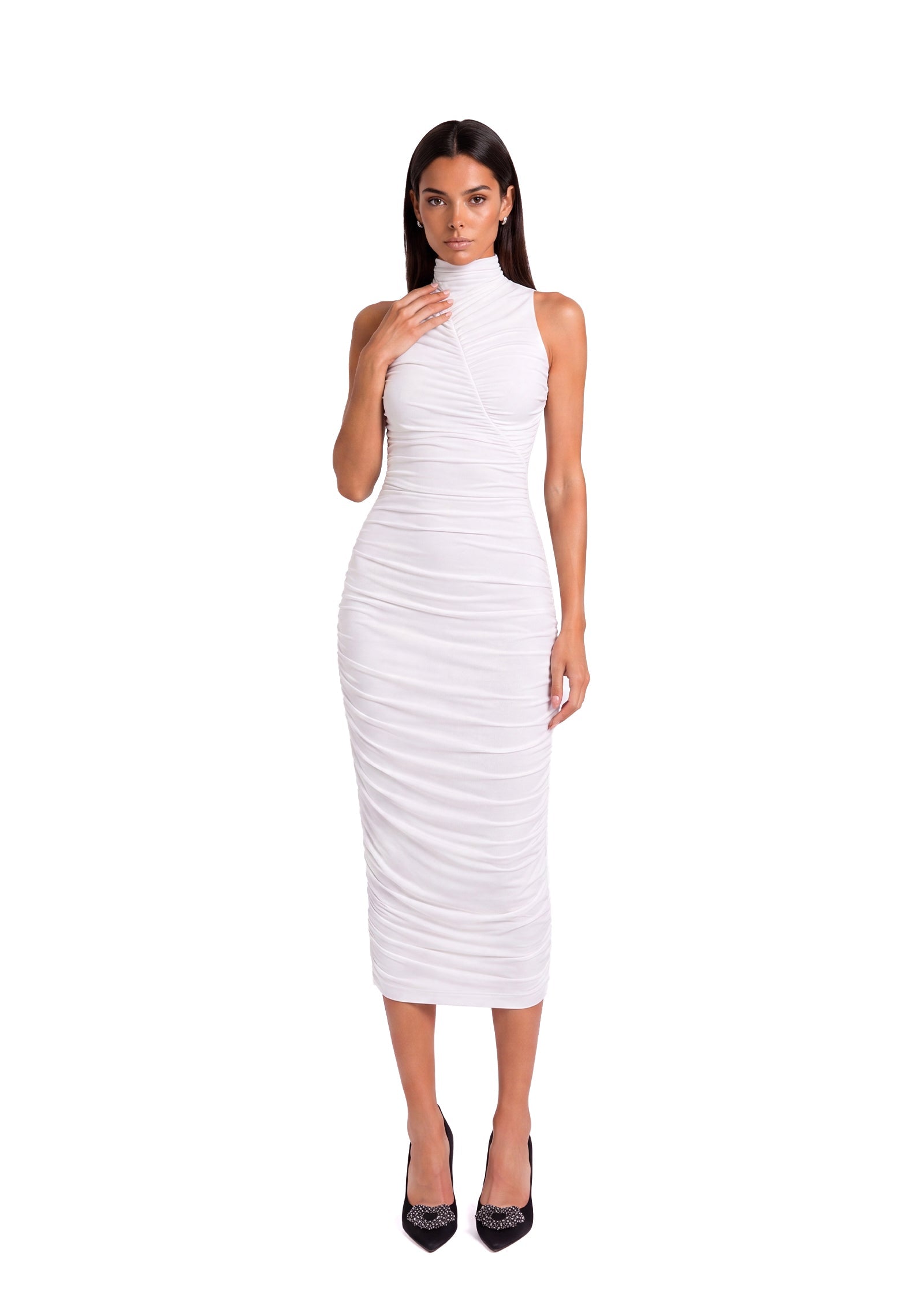 Cabernet Sleeveless Pleated Midi Dress