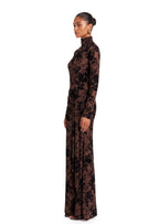 Wafa Velvet Maxi Dress In Brown