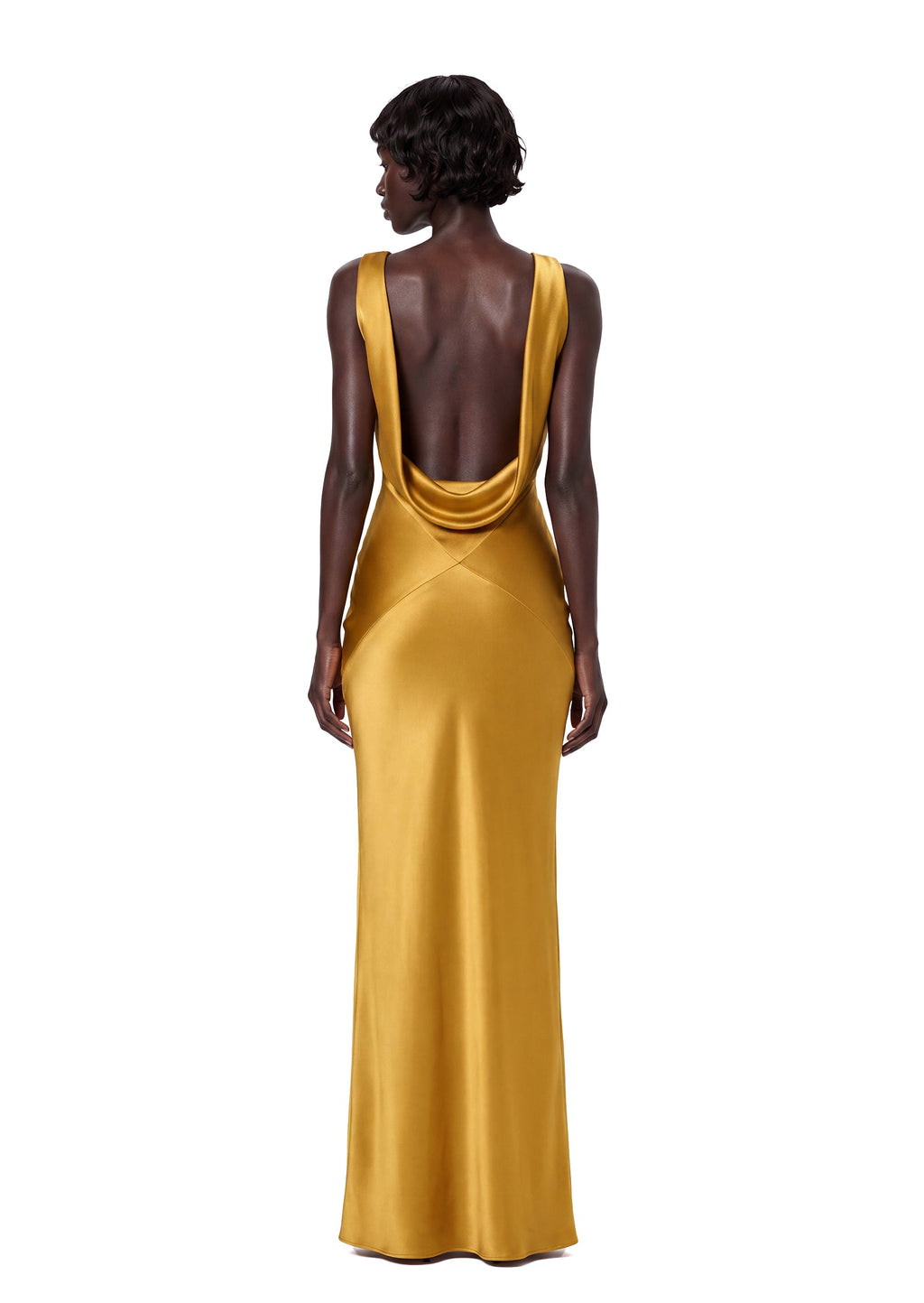 Tacita Satin Backless Maxi Dress In Gold