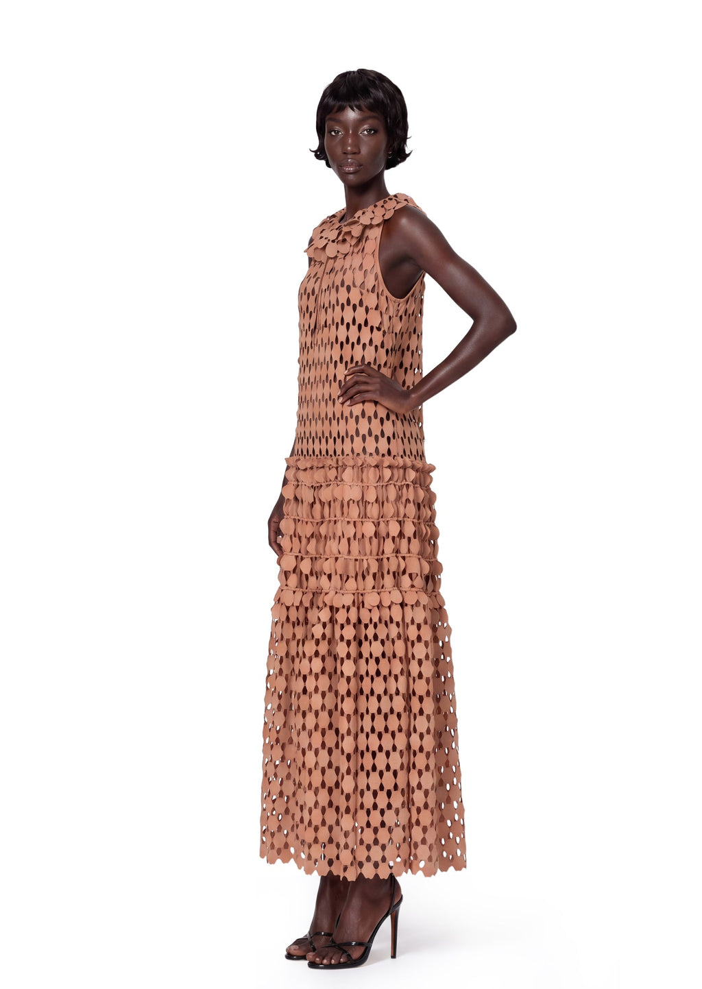 Almarie Lace High Neck Maxi Dress In Orange