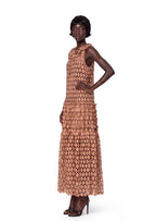 Almarie Lace High Neck Maxi Dress In Orange