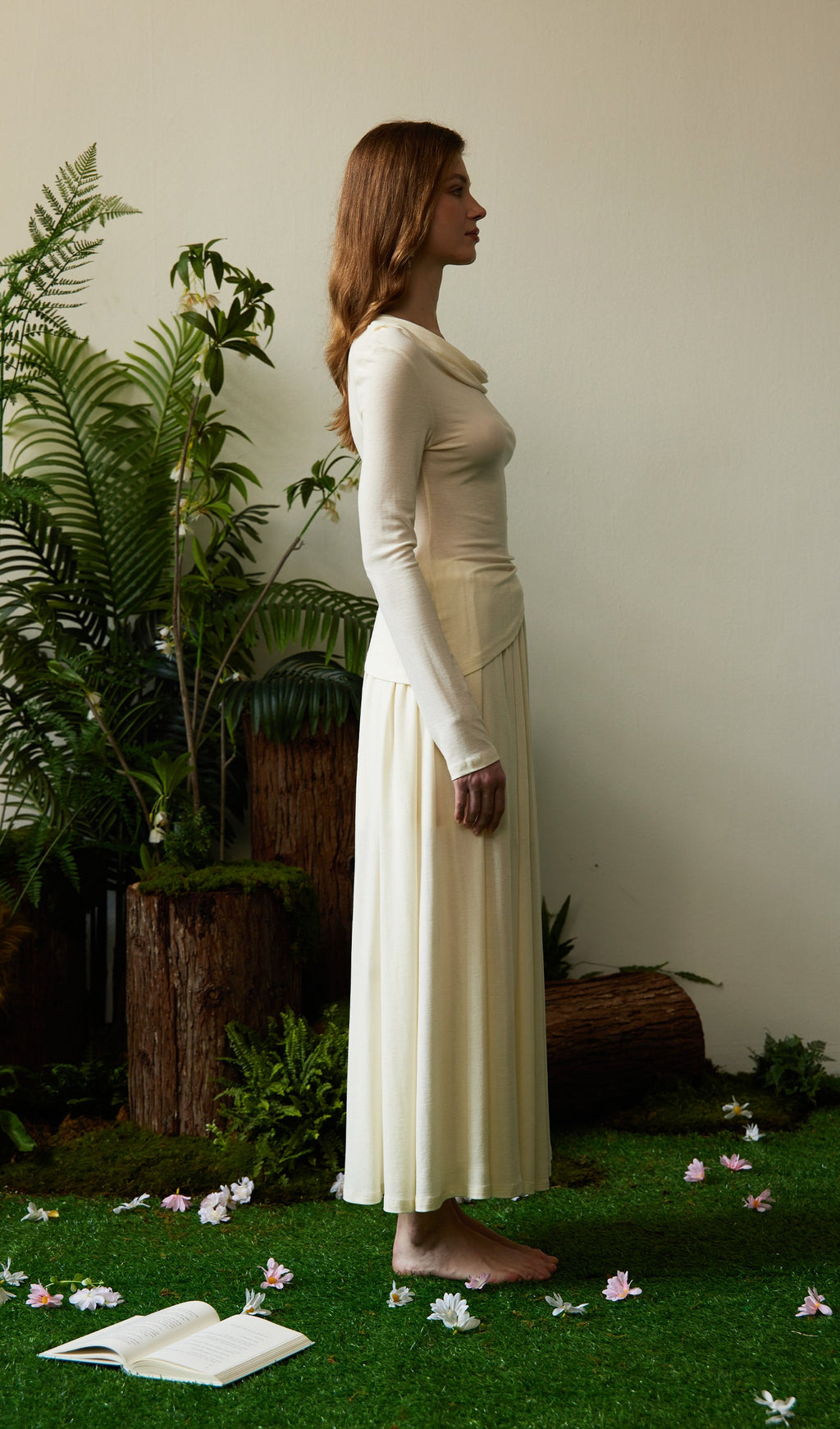Solid Stretch Jersey Gathers Sets Skirt